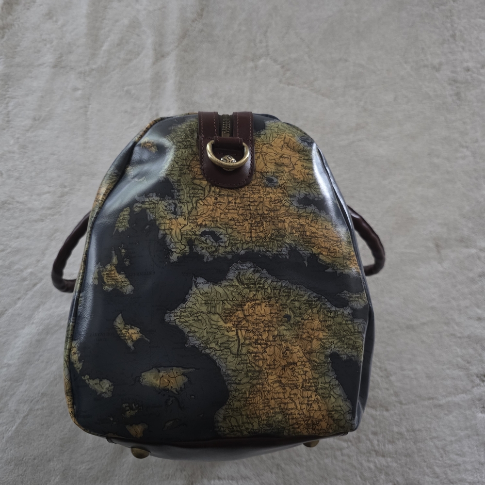 Patricia Nash Blue and Brown Map Duffel Bag - Picture 2 of 5